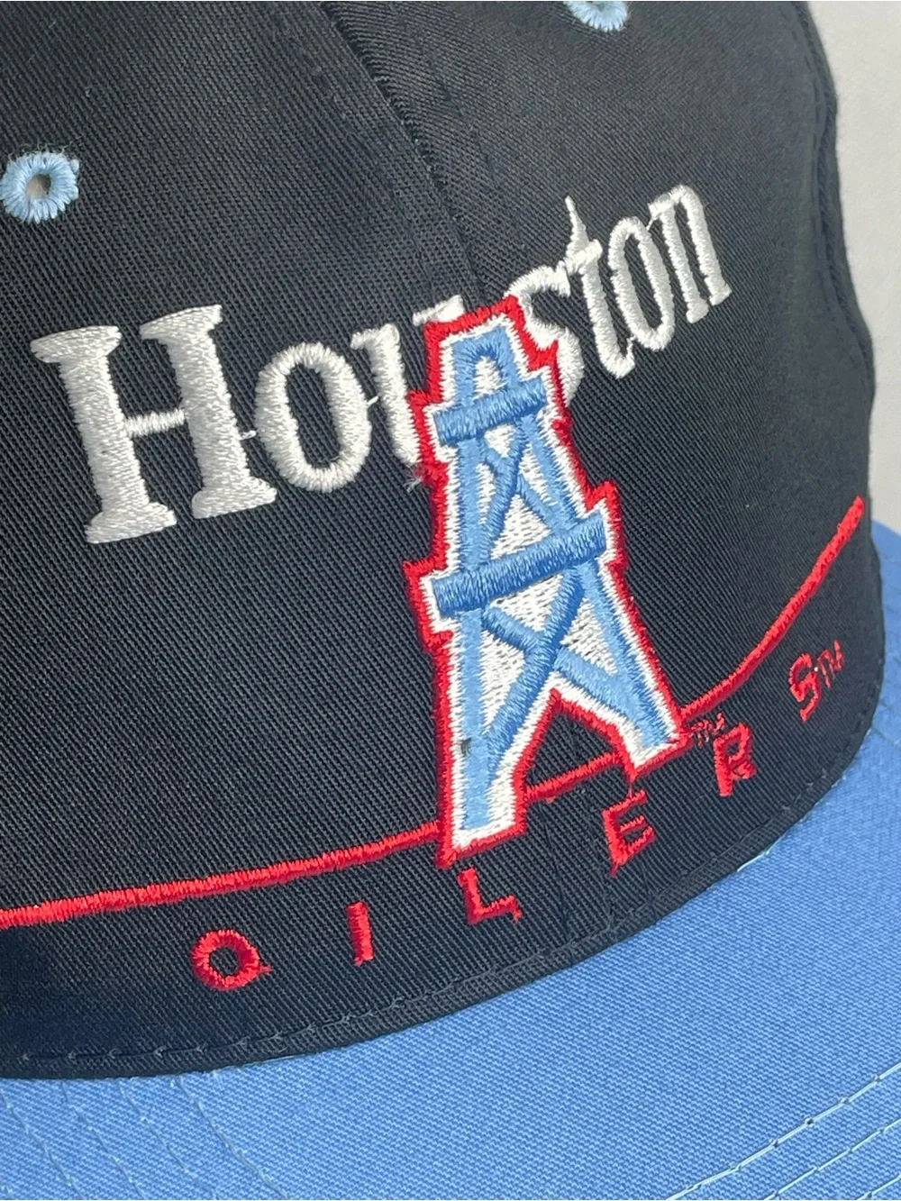 Vintage Eastport Team NFL Houston Oilers Football Snapback Cap Hat Trucker Black